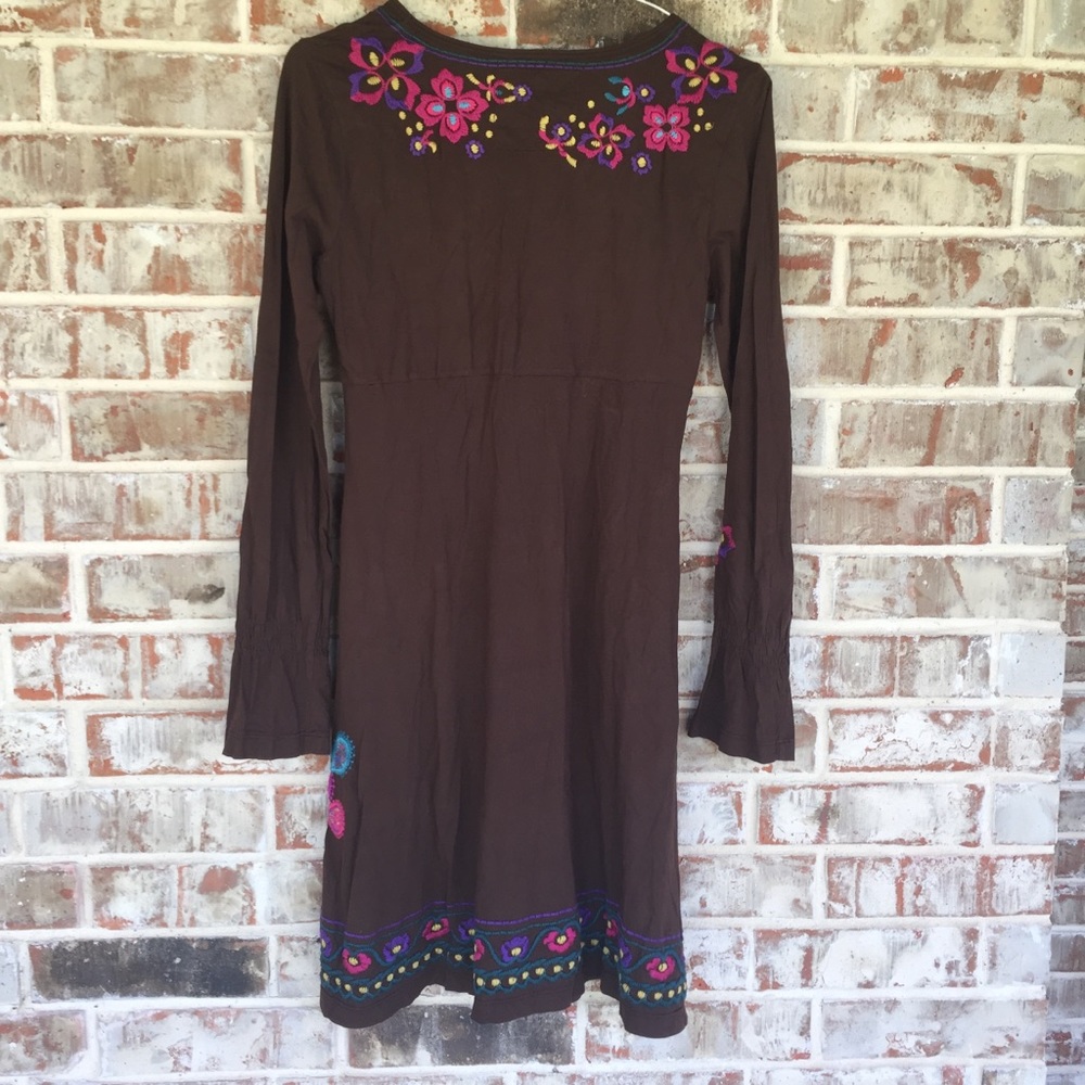 Johnny Was Embroidered Peacock Smocked Boho Dress - Picture 2 of 16